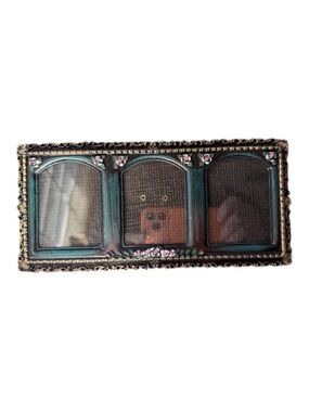 Vintage Style Black and Teal Floral Photo Frame for 3 photo